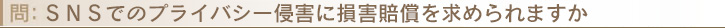 ＳＮＳでのプライバシー侵害に損害賠償を求められますか